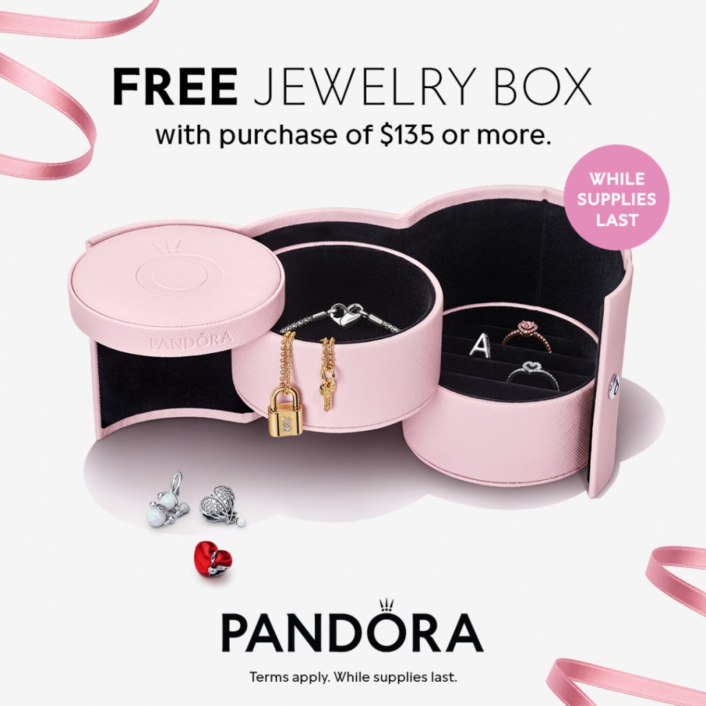 Pandora Store your jewelry in style with a Free jewelry box
